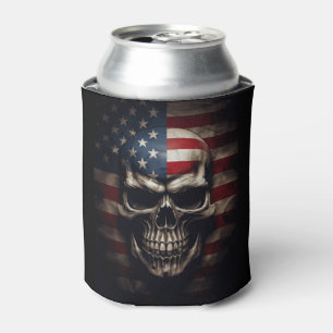 American Flag Skull Can Cooler