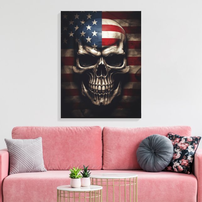 American Flag Skull  Canvas Print (Insitu(LivingRoom))