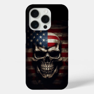 American Flag Skull iPhone 15 Pro Case