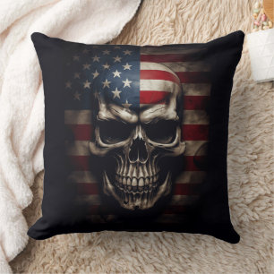 American Flag Skull  Cushion