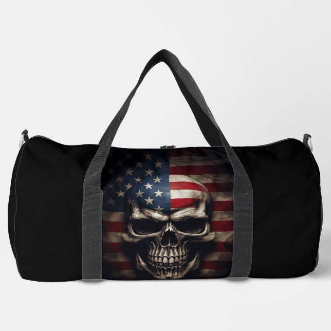 American Flag Skull  Duffle Bag (Front)