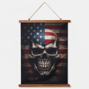 American Flag Skull Hanging Tapestry