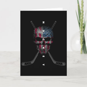 American Flag Skull Hockey Apparel - Hockey For Wo Card