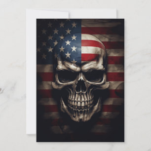 American Flag Skull  Holiday Card