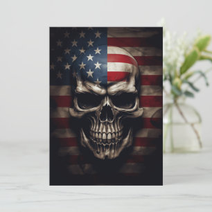 American Flag Skull  Invitation