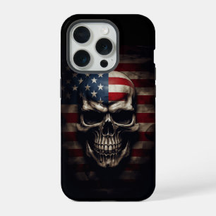 American Flag Skull iPhone 15 Pro Case