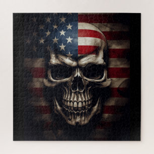 American Flag Skull Jigsaw Puzzle