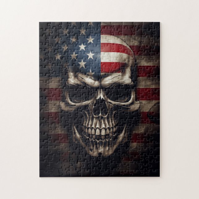 American Flag Skull  Jigsaw Puzzle (Vertical)