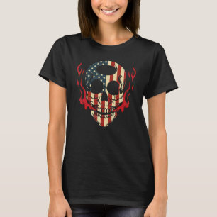 American Flag Skull July 4th Scary Skelton Patriot T-Shirt