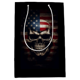 American Flag Skull Medium Gift Bag