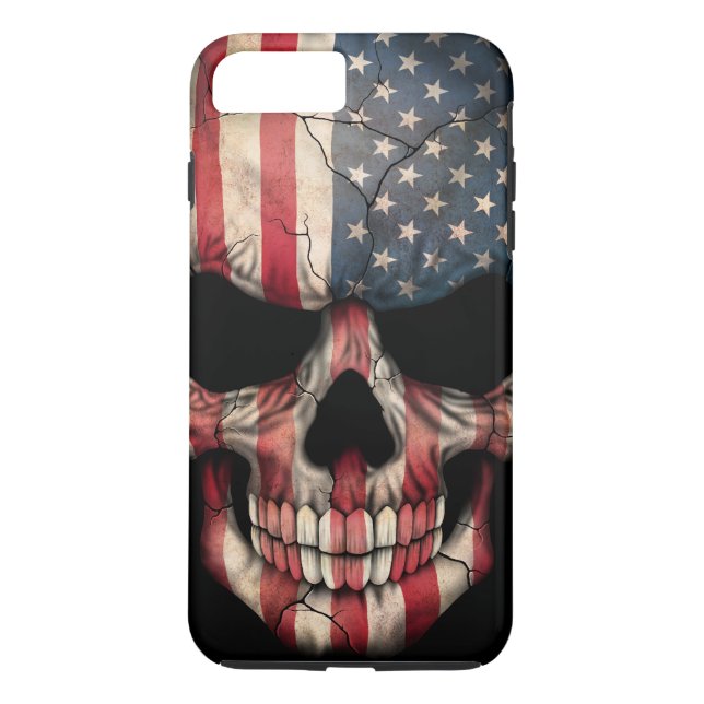 American Flag Skull on Black Case-Mate iPhone Case (Back)