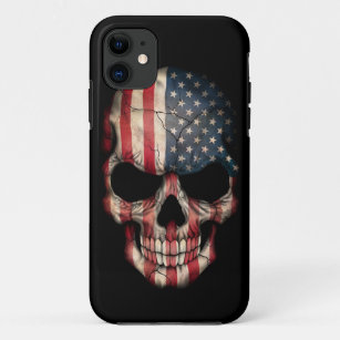 American Flag Skull on Black Case-Mate iPhone Case