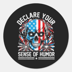 American Flag Skull Patriot Skeleton Independence Classic Round Sticker