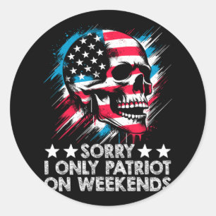 American Flag Skull Patriot Skeleton Independence Classic Round Sticker