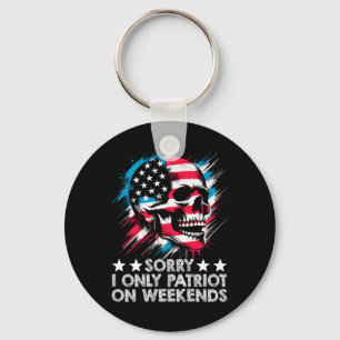 American Flag Skull Patriot Skeleton Independence Key Ring