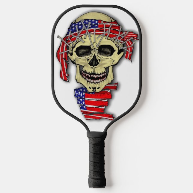 American Flag Skull Pickleball Paddle (Front)