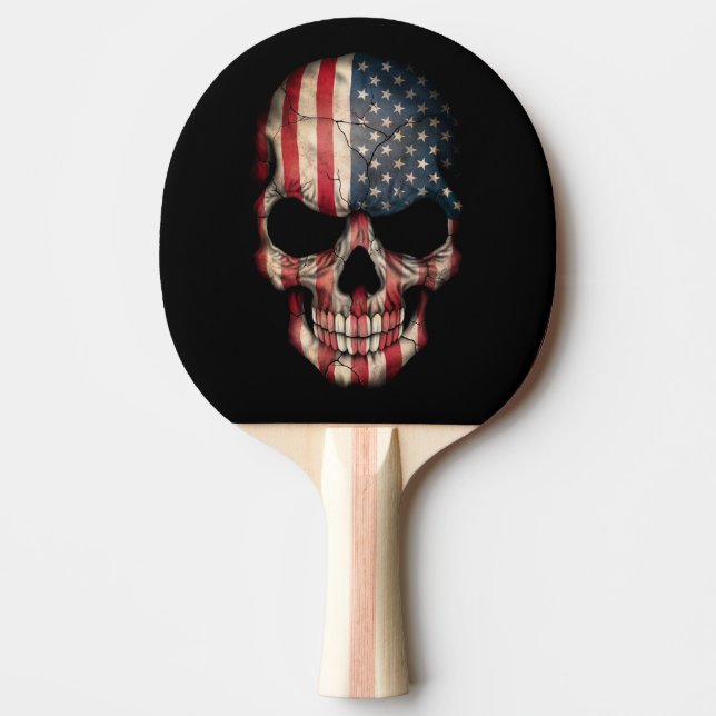 American Flag Skull Ping Pong Paddle (Front)