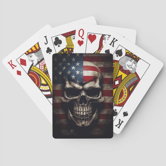 American Flag Skull Poker Playing Cards (Back)