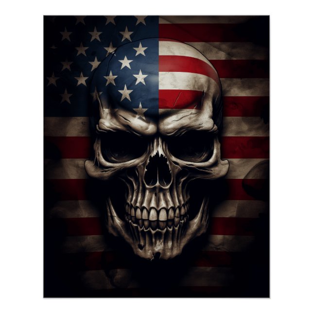 American Flag Skull  Poster (Front)