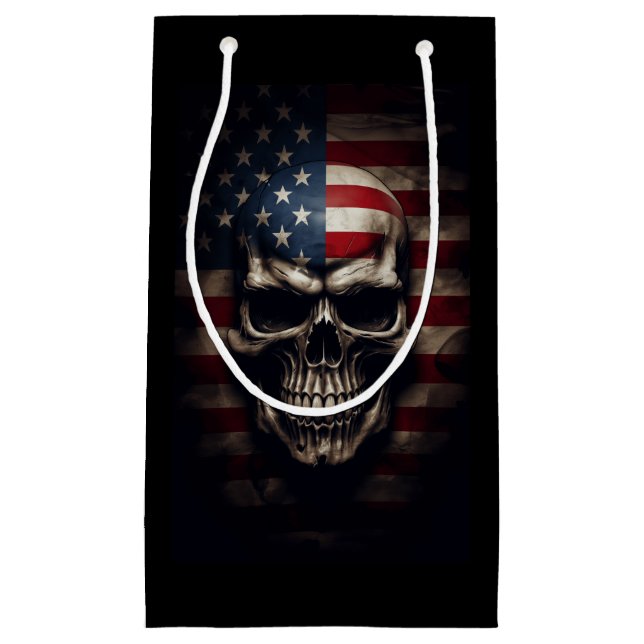 American Flag Skull  Small Gift Bag (Front)