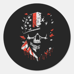 American Flag Skull Soldier Patriotic Military Gra Classic Round Sticker