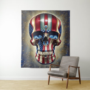 American Flag Skull Tapestry