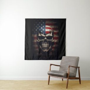 American Flag Skull Tapestry
