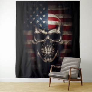 American Flag Skull Tapestry