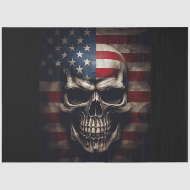 American Flag Skull  Tissue Paper (Front)
