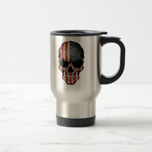 American Flag Skull Travel Mug