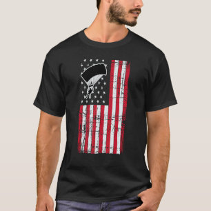 American Flag Skydiving Parachute Extreme Sports T-Shirt