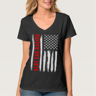 American Flag Slot Car Racing USA Men Women US Fla T-Shirt