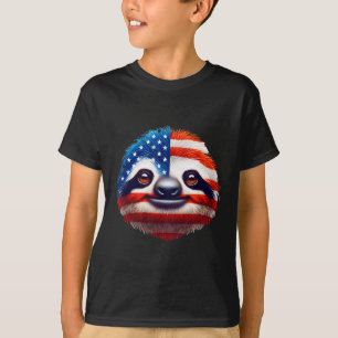 American Flag Sloth Lover 4th Of July Patriotic Wo T-Shirt