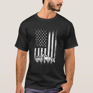 American Flag Snow Plow Driver Snow Plowing Women T-Shirt