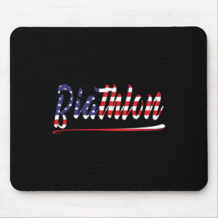 American Flag Snow Ski Biathlon Fan Graphic Art Us Mouse Mat