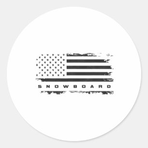 American Flag Snowboard Apparel - Snowboarding Sno Classic Round Sticker
