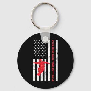 American Flag Snowboard Usa Winter Patriotic Snowb Key Ring