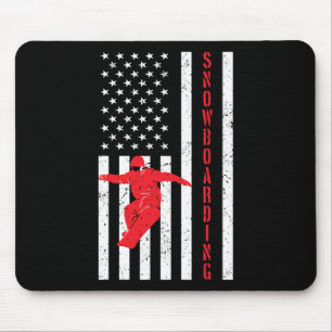 American Flag Snowboard Usa Winter Patriotic Snowb Mouse Mat
