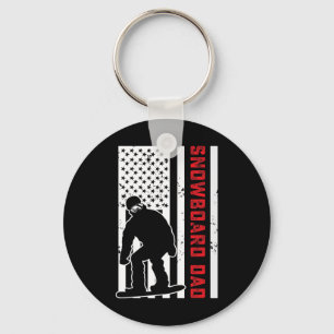 American Flag Snowboarding Dad Snowboarder Papa Sn Key Ring