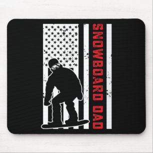 American Flag Snowboarding Dad Snowboarder Papa Sn Mouse Mat