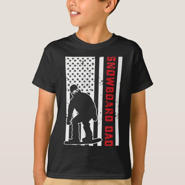American Flag Snowboarding Dad Snowboarder Papa Sn T-Shirt (Front)