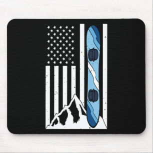 American Flag Snowboarding Mountain Snowboarder Fu Mouse Mat