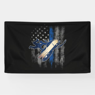 American Flag Snowmobile Blue Line Snowmobile Banner