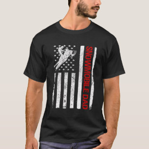 American Flag Snowmobile Dad Snowmobile Riding T-Shirt