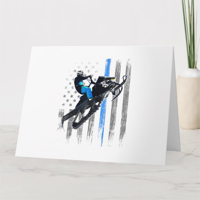 American Flag Snowmobile Shirt Men Snowmobile Ridi Card (Front)