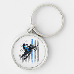 American Flag Snowmobile Shirt Men Snowmobile Ridi Key Ring