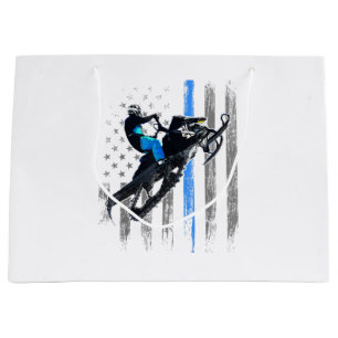 American Flag Snowmobile Shirt Men Snowmobile Ridi Large Gift Bag