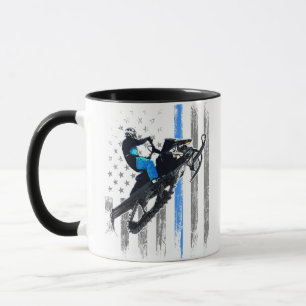 American Flag Snowmobile Shirt Men Snowmobile Ridi Mug