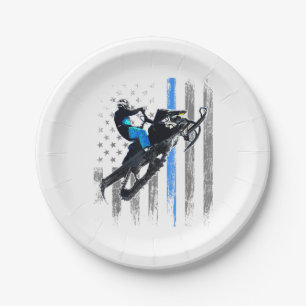 American Flag Snowmobile Shirt Men Snowmobile Ridi Paper Plate