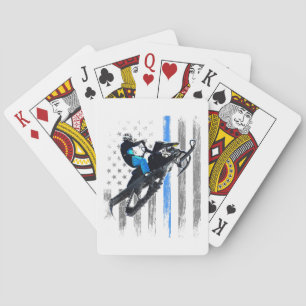 American Flag Snowmobile Shirt Men Snowmobile Ridi Playing Cards